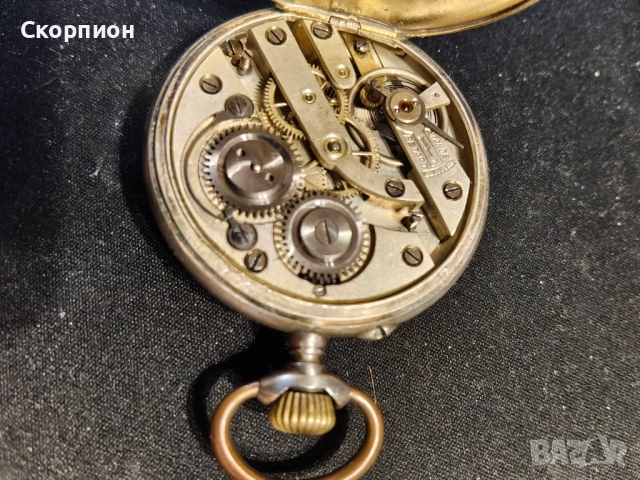 Швейцарски СРЕБЪРЕН джобен часовник с позлата - 10 РУБИНА - ПРОМОЦИЯ, снимка 14 - Джобни - 48834021