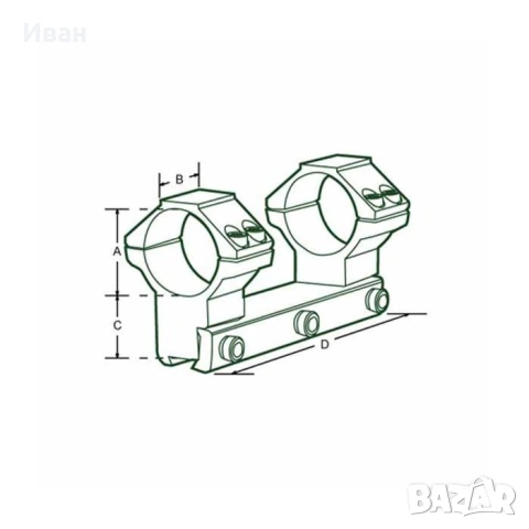 Моноблок Leapers 30мм, висок, за лястовича опашка, снимка 2 - Въздушно оръжие - 53471487