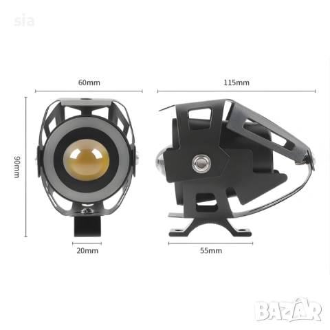 Фар за мотор, скутер, АТВ, 7W+ RGB halo пръстен, снимка 3 - Части - 53957426