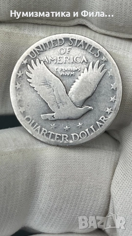 Сребърна монета САЩ 1/4 долар 1928 година, снимка 2 - Нумизматика и бонистика - 52703970