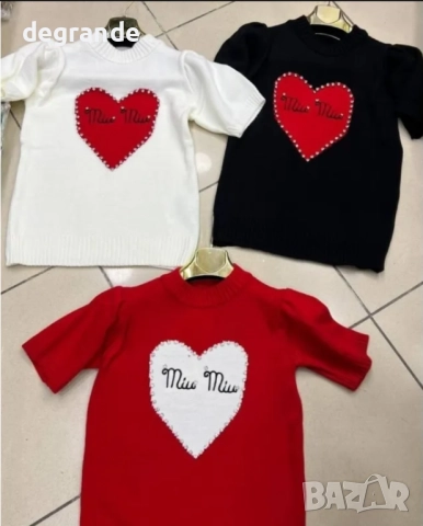 Плетена блуза MIU MIU с къс ръкав