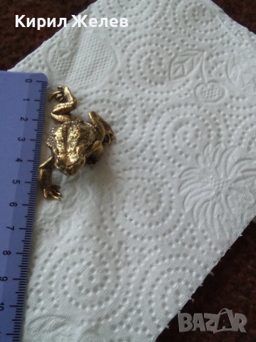 Малка бронзова фигурка на жаба 🐸 54259, снимка 3 - Колекции - 53752503