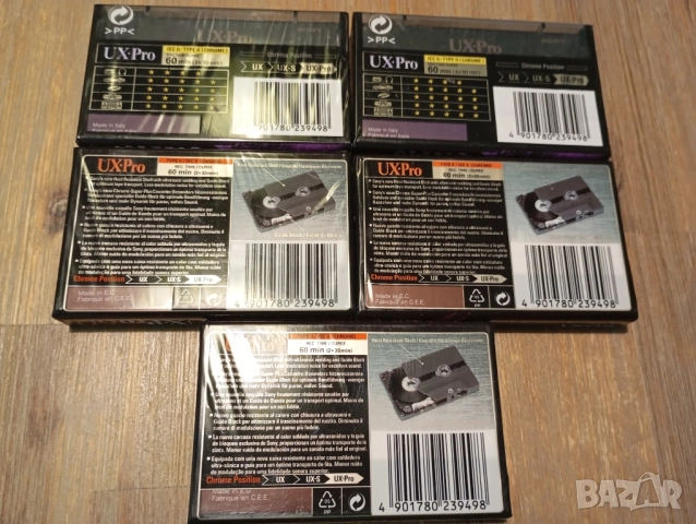 Лот от 5бр чисто нови хромни касети Sony UX-Pro 60, снимка 3 - Аудио касети - 52349001