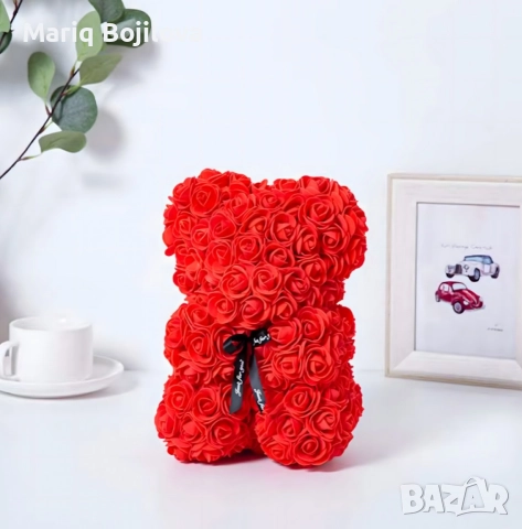 Плюшено мече с LED рози - подарък за мама, момиче, баба - комплект вечни рози 25 см, снимка 8 - Декорация за дома - 52952769