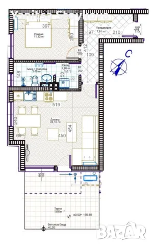 Двустаен апп Гребна база-Пещерско шосе, снимка 3 - Апартаменти - 49455573
