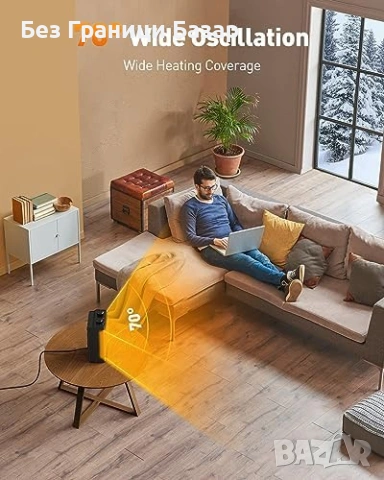 Нова Електрическа печка PTC с таймер и защита Духалка Отоплител дом стая, снимка 5 - Отоплителни печки - 53835538