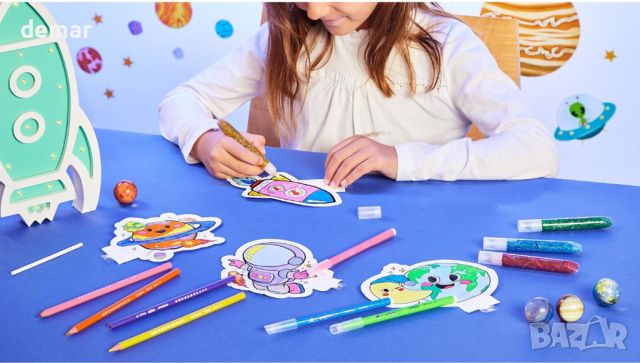 BIC Kids Комплект надуваеми играчки за оцветяване Космически дизайни, моливи, флумастри, лепила, 34 , снимка 4 - Образователни игри - 45344142