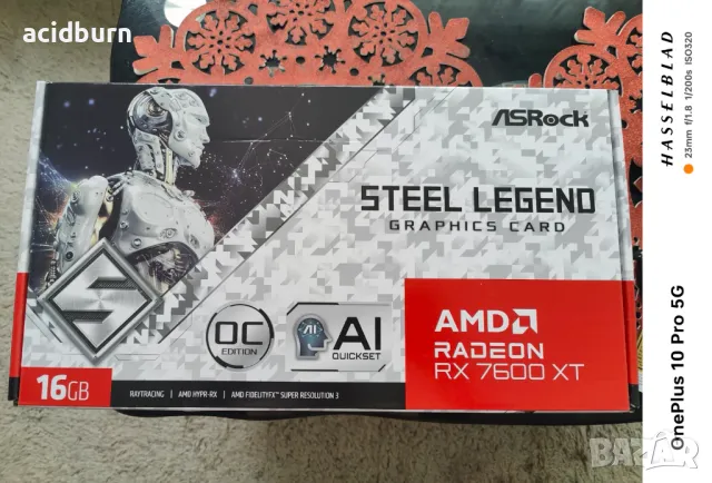 Продавам геймърска карта ASRock Radeon RX 7600 XT Steel Legend OC 16GB, снимка 1