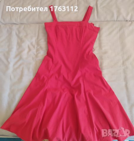 Mango червена рокля, с цип отстрани и коланче, S размер, снимка 3 - Рокли - 46290126