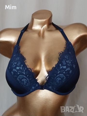 Hunkemoller 80 D Тъмно син сутиен с предно закопчаване , снимка 3 - Бельо - 46270772