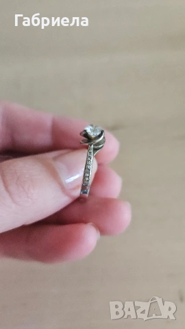 Годежен пръстен, сребро, цирконий, размер 7-8, снимка 4 - Пръстени - 53452015