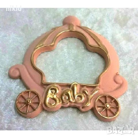 Каляска рамка снимка baby бебешка бебе силиконов молд форма фондан шоколад гипс калъп декор украса, снимка 2 - Форми - 45556909