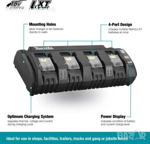 Зарядно устройство за 4 батерии MAKITA DC18SF 14,4V 18V, снимка 5 - Други инструменти - 47492096