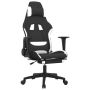 vidaXL Масажен гейминг стол с опора за крака черно и бяло плат(SKU:345488, снимка 1 - Столове - 45797542