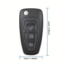 Калъф за ключ FORD с 3 бутона и острие за Focus Mondeo C-Max Ranger Transit Fiesta и др, острие HU10, снимка 3