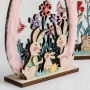 Великденска дървена настолна декорация яйце със зайчета 11,5x4x19 см_1260336, снимка 2