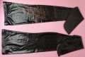 M/L черни лъскави чорапи със силиконова лента и кожен/мокър ефект, снимка 1 - Бельо - 45954630