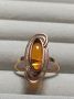 Руски златен пръстен с кехлибар , снимка 2