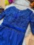 Официална турско синя рокля с бродерия и пайети, снимка 4