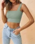 Дамски ежедневен топ с квадратно деколте и отворен пъп, 3цвята, снимка 3