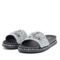Блестящи дамски плажни чехли с кристали за летни ТикТок, снимка 5 - Чехли - 45399935