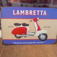 Метална табела мотор скутер мотопед Lambretta за градско ретро моторче 1959 li 150, снимка 1 - Рекламни табели - 45300889