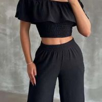 Модерен дамски комплект панталон и блуза, снимка 2 - Комплекти - 45402978