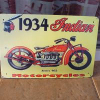 Метална табела мотор Indian 1934 series 402 Motorcycles ретро стара машина, снимка 1 - Декорация за дома - 45297988
