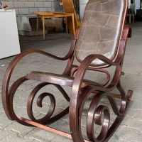 Люлеещ стол ,естествена кожа ,дърво, снимка 3 - Столове - 45567495