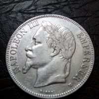5 франка 1868 година Наполеон lll сребро, снимка 1 - Нумизматика и бонистика - 45809958
