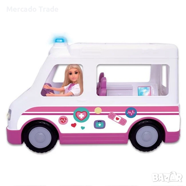 Детска линейка с кукла Бети, звук и светлини, На батерии, Бял, снимка 1