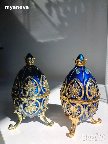 Изящни яйца в стил Фаберже с метална основа , емайл и позлата, ювелирна изработка. , снимка 1