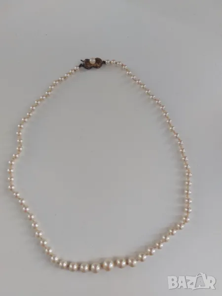 Колие с естествени перли и сребърна закопчалка, снимка 1
