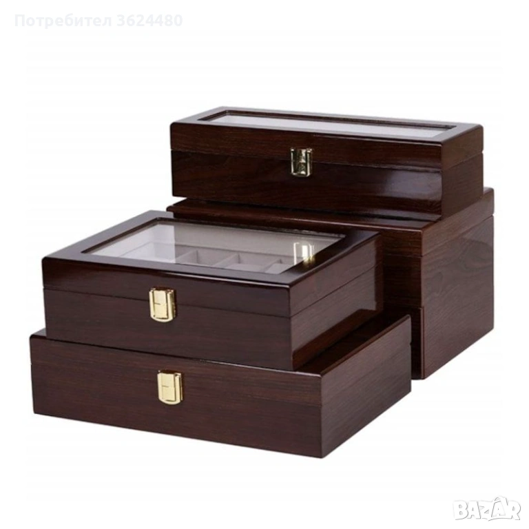 Страхотна кутия от дърво цвят орех за часовници 4862, снимка 1