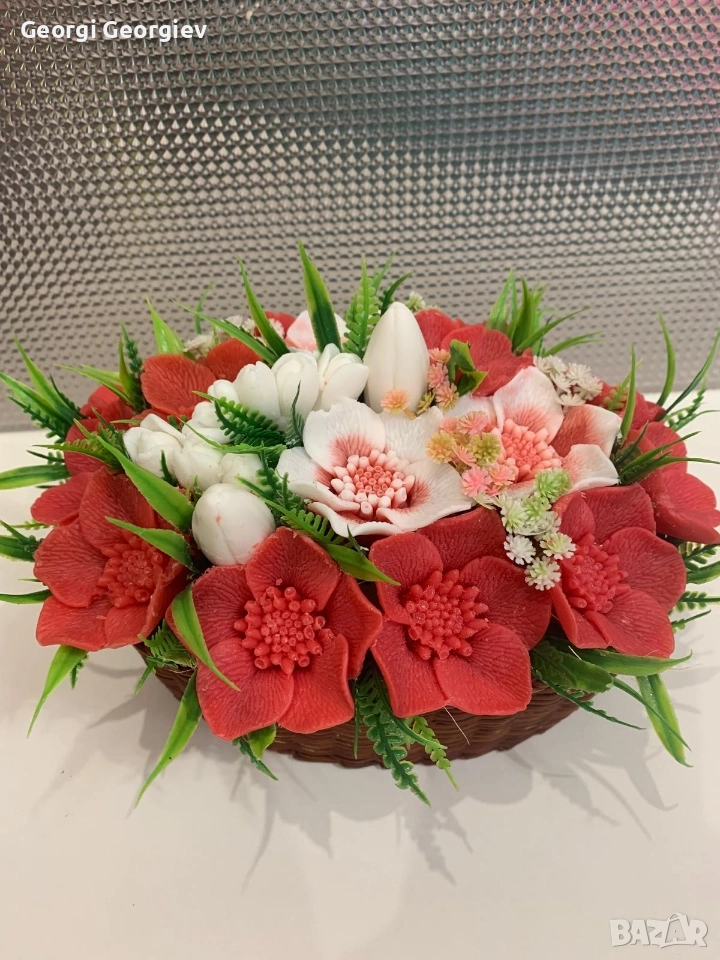 цветя изработени с глицеринов ароматен сапун и Българска роза 🌹 Стара Загора Център ., снимка 1