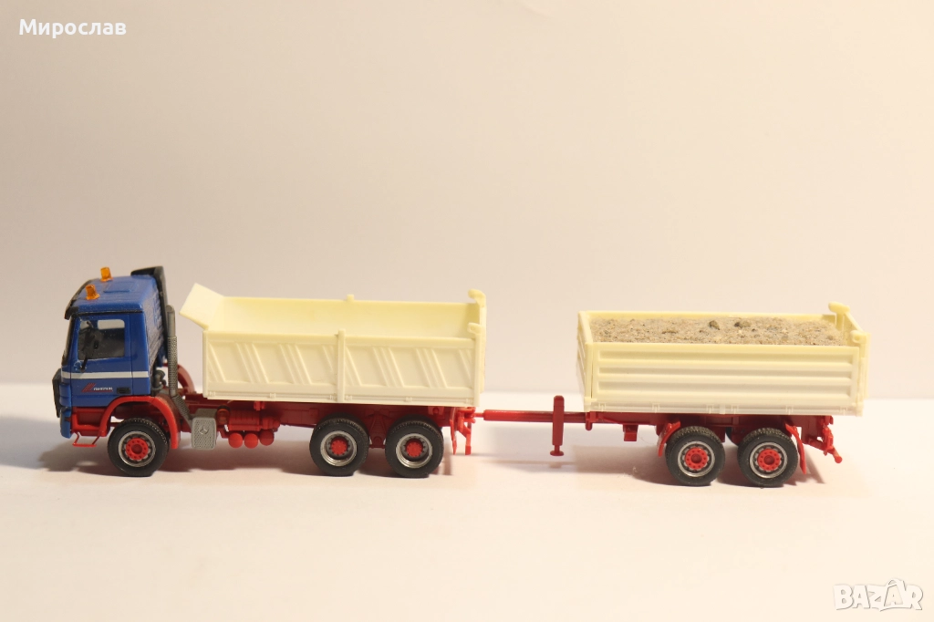 HERPA H0 1/87 MERCEDES САМОСВАЛ ГОНДОЛА КАМИОН МОДЕЛ, снимка 1