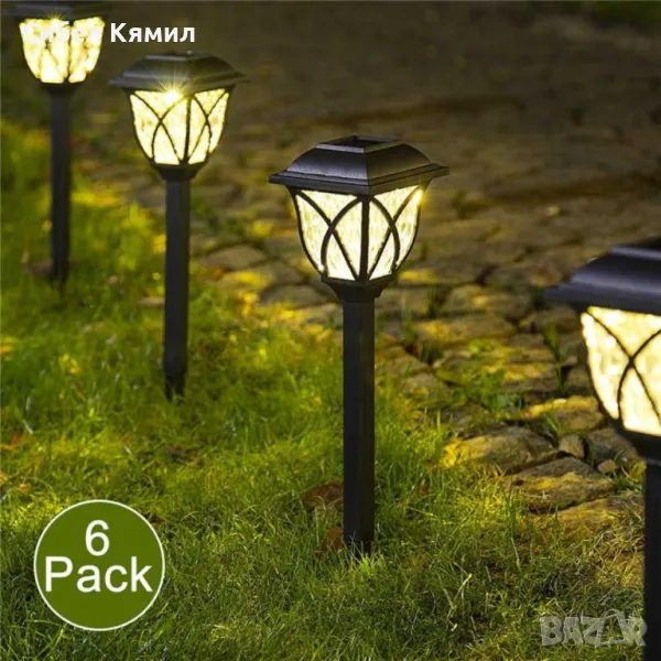 Комплект  6 броя соларни лампи за осветяване на алеи и пътеки в градината H LED32, снимка 1