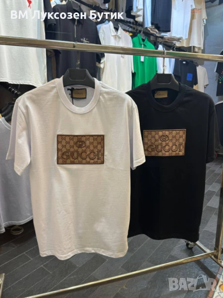 🖤🤍 Уникални Памучни Тениски Gucci Стил – Черно и Бяло! 🤍, снимка 1