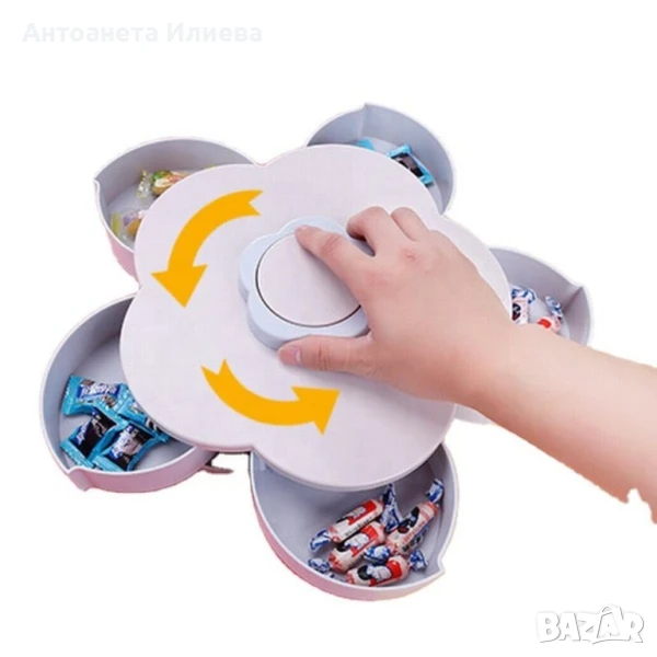 Пет сгъваеми купички във формата на цвете със специална поставка за телефон, снимка 1