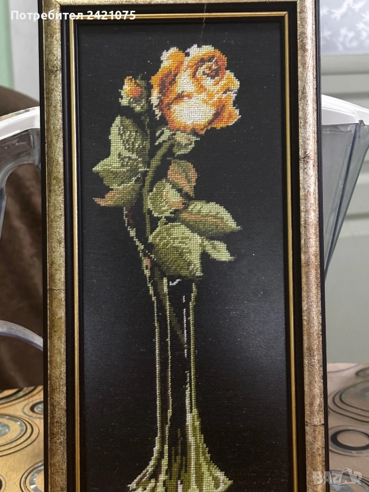 Гоблен "Роза във ваза", снимка 1