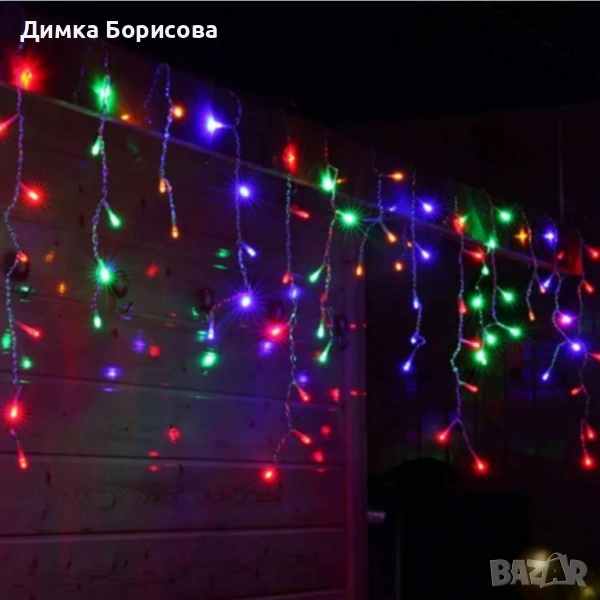 Коледна украса Led ресни 12 м водоустойчева инсталация, снимка 1