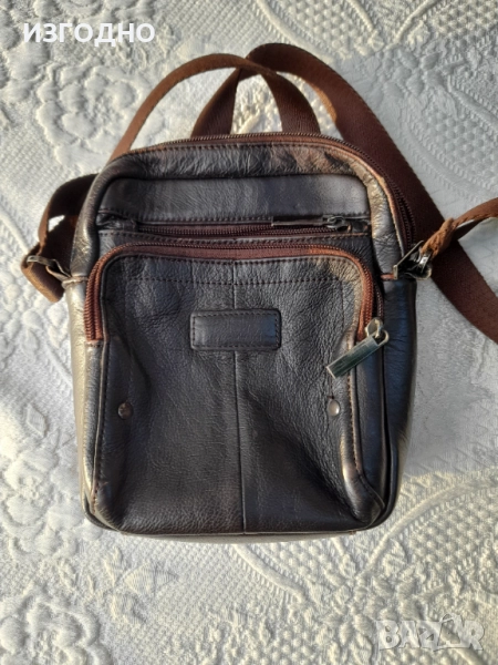 ЧЕРЕН ПЕТЪК 30 ЛЕВА МЪЖКА ЧАНТИЧКА ОТ ЕСТЕСТВЕНА КОЖА , снимка 1