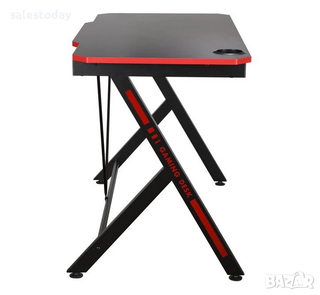 Геймърско бюро, черно с червени детайли, 120x60x76 см, снимка 1