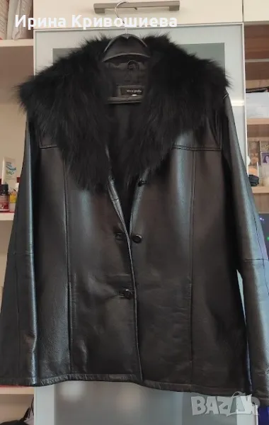 черно дамско яке от естествена кожа - М, снимка 1