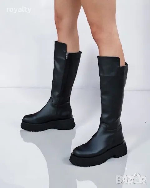 Равни ботуши - черна кожа, снимка 1