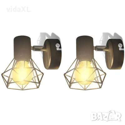 vidaXL 2 черни аплика с телена рамка индустриални LED крушка филамент（SKU:242265）, снимка 1