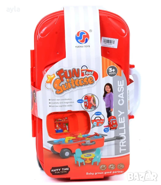 	ДЕТСКИ КОМПЛЕКТ ИНСТРУМЕНТИ В КУФАР НА КОЛЕЛЦА, снимка 1
