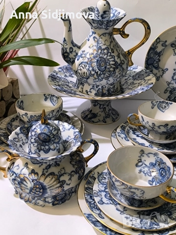 Руски порцелан ЛФЗ сервиз за чай , снимка 6 - Сервизи - 52252368
