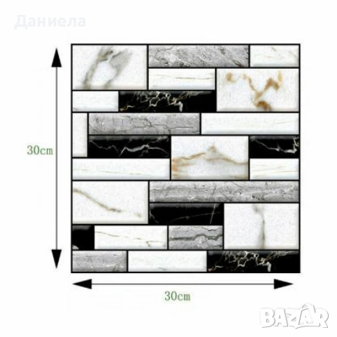 Самозалепващи 3D стикери за стена – Имитация на мрамор, 30x30 см (10 броя), снимка 7 - Декорация за дома - 53566532