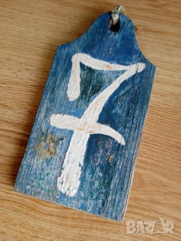 синя дървена дъска с номер 7 за декорация, снимка 2 - Декорация за дома - 45107986